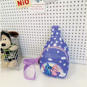 Mini Bolso Cruzado Stitch y Ángel - color azul lavanda