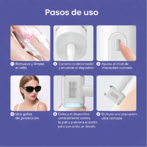 Depiladora Láser IPL Moolweel 48W 3 en 1 con Enfriamiento Zafiro – Depilación Permanente Sin Dolor para Uso Doméstico 6